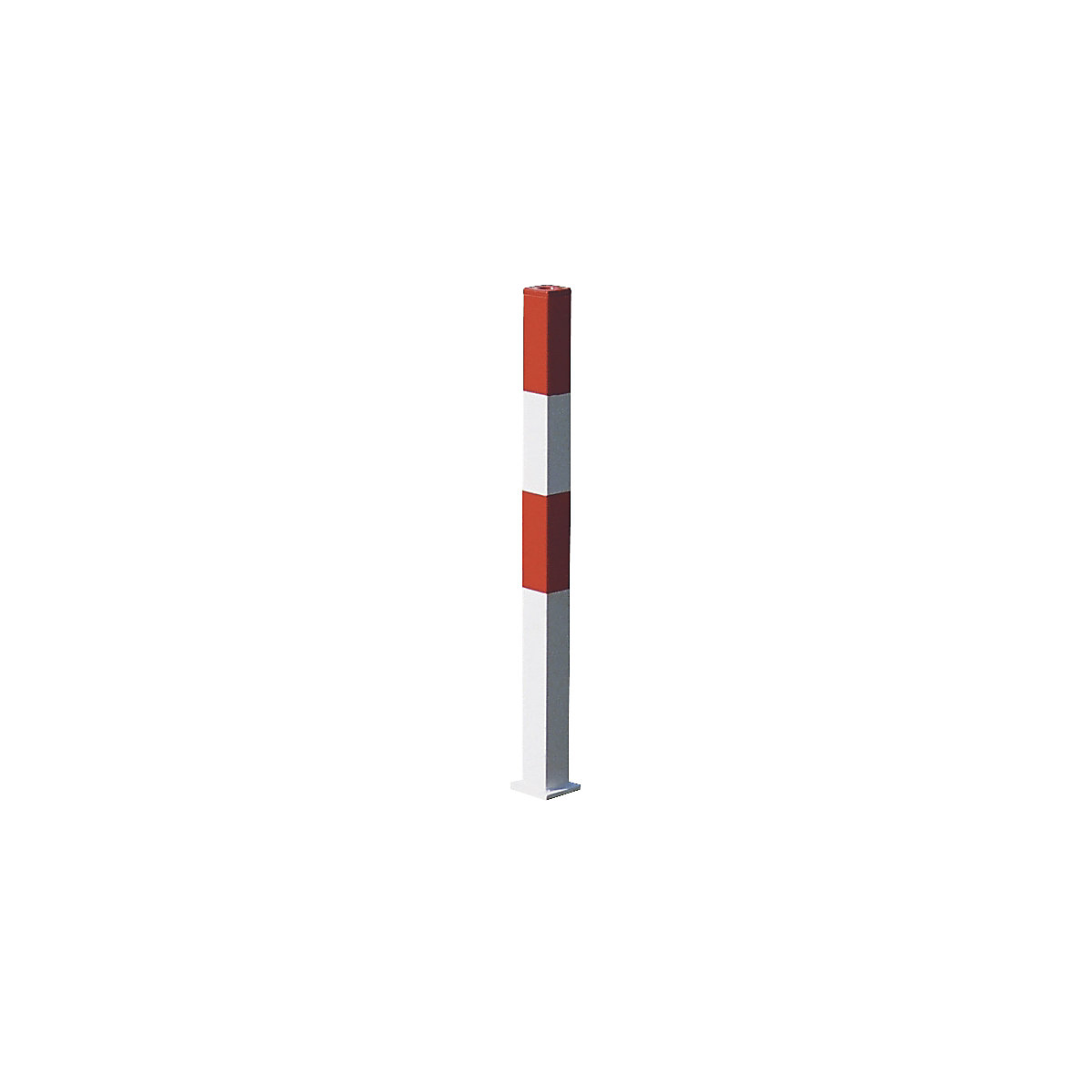 Poste de barreira em aço, para fixar com buchas, 70 x 70 mm, vermelho/branco, 2 olhais de corrente-0
