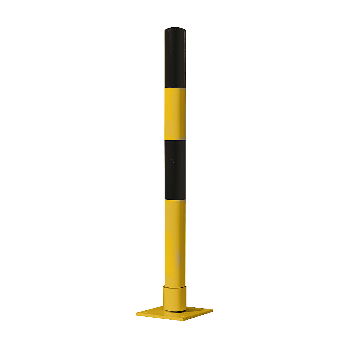 Poste de barreira em tubo de aço, flexível, Ø 76 mm, para encastrar em betão, preto / amarelo-0
