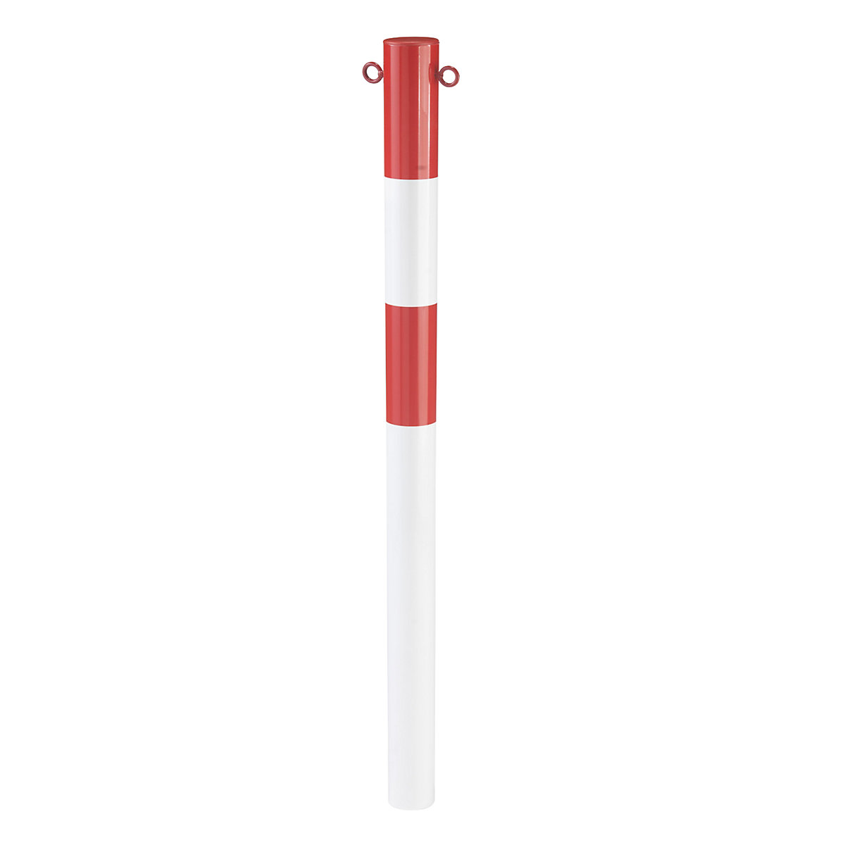 Poste de barreira em tubo de aço, para encastrar em betão, Ø 76 mm, vermelho / branco, galvanizado e pintado-0