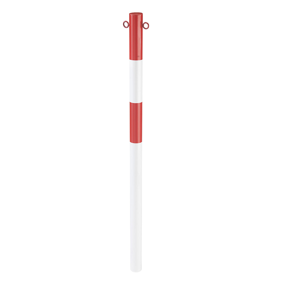 Poste de barreira em tubo de aço, para encastrar em betão, Ø 60 mm, vermelho / branco, galvanizado e pintado-0