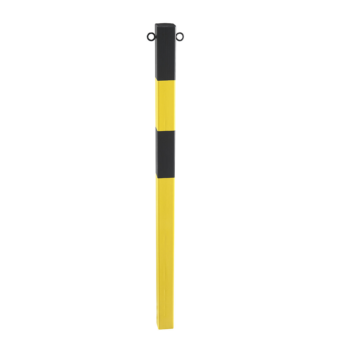 Poste de barreira em tubo de aço, para encastrar em betão, 70 x 70 mm, amarelo / preto, galvanizado e pintado-0