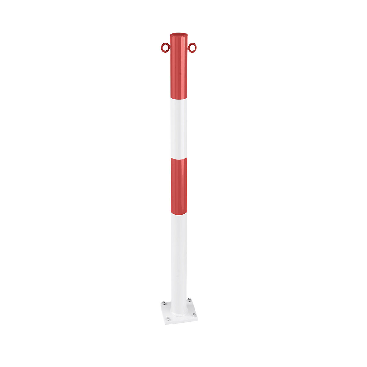 Poste de barreira em tubo de aço, para fixar com buchas, Ø 60 mm, vermelho / branco, galvanizado e pintado-0