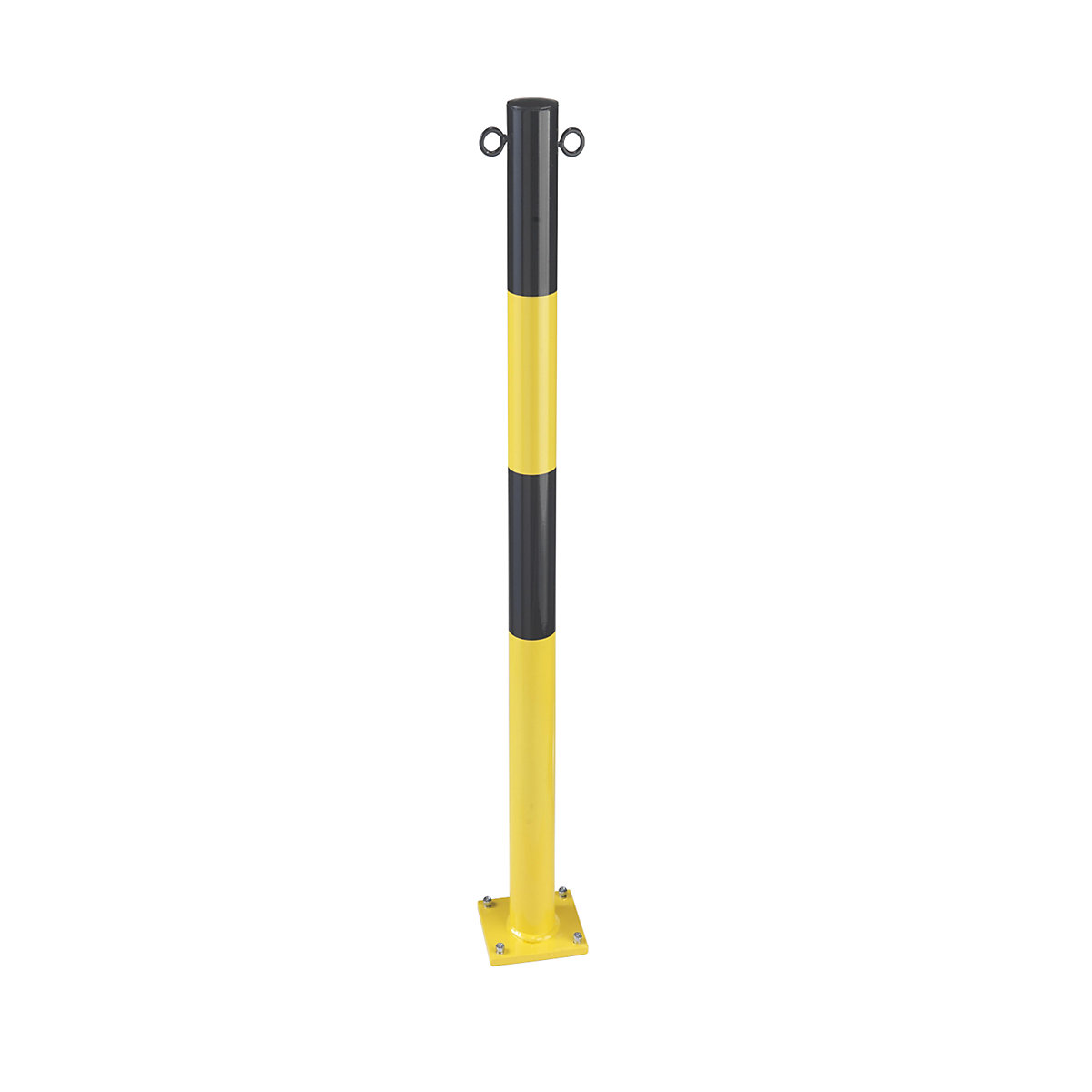 Poste de barreira em tubo de aço, para fixar com buchas, Ø 60 mm, amarelo / preto, galvanizado e pintado-0
