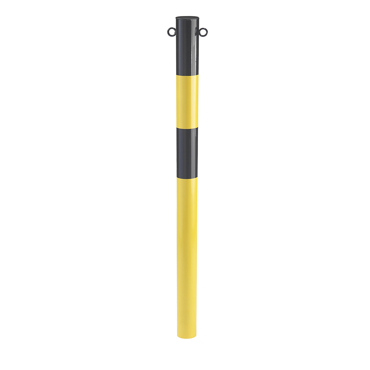 Poste de barreira em tubo de aço, para encastrar em betão, Ø 76 mm, amarelo / preto, galvanizado e pintado-0