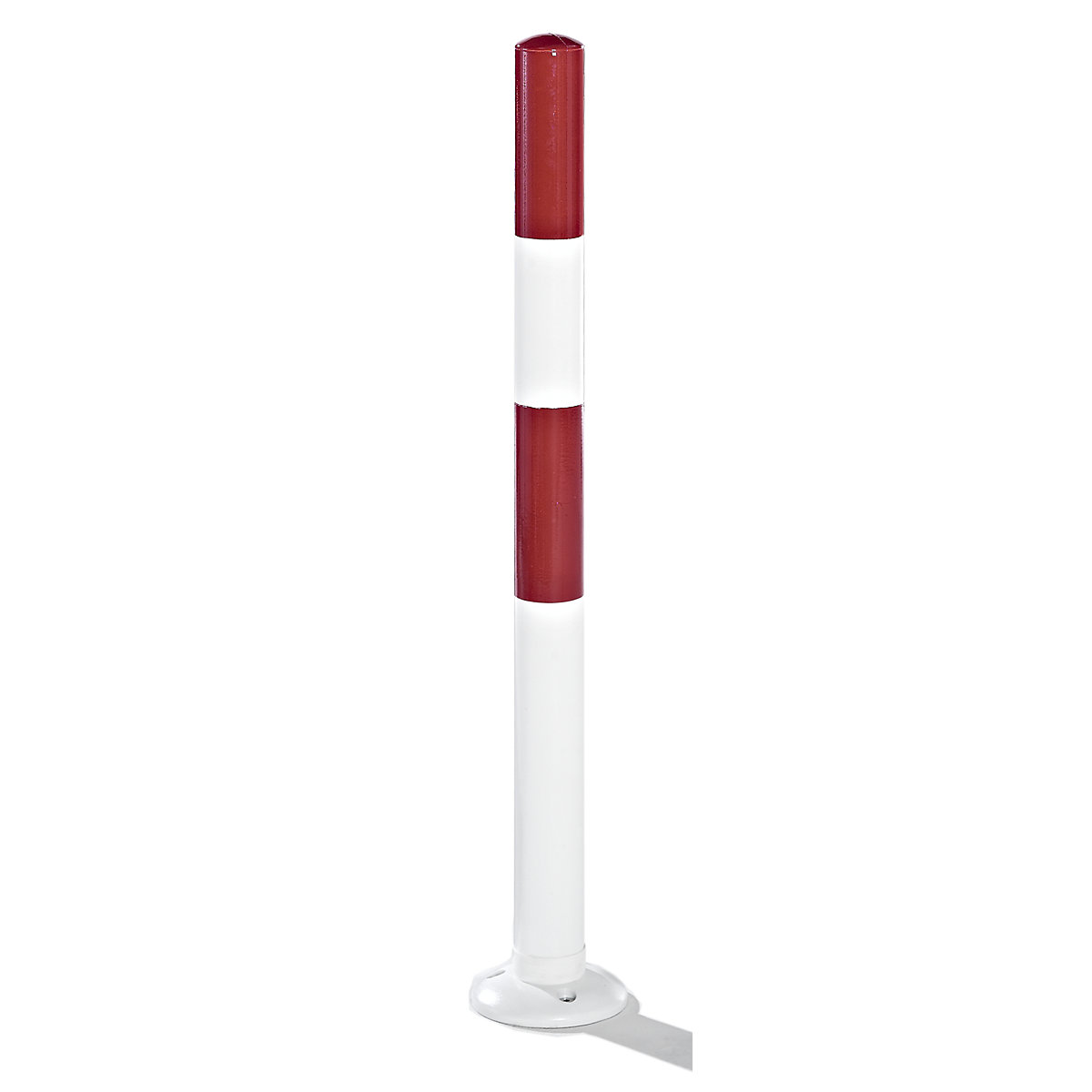 Poste de barreira em tubo de aço redondo, branco / vermelho, para fixação por buchas, Ø 60 mm-0