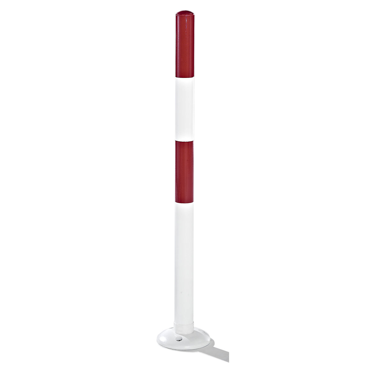Poste de barreira em tubo de aço redondo, branco / vermelho, para fixação por buchas, Ø 76 mm-0