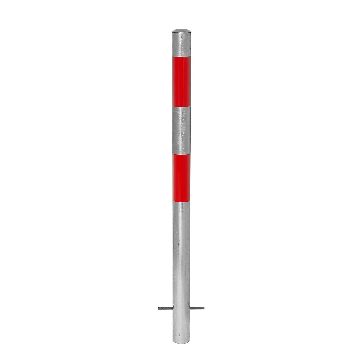 Poste de barreira, para encastrar em betão, Ø 60 mm, galvanizado a fogo/vermelho refletor-0