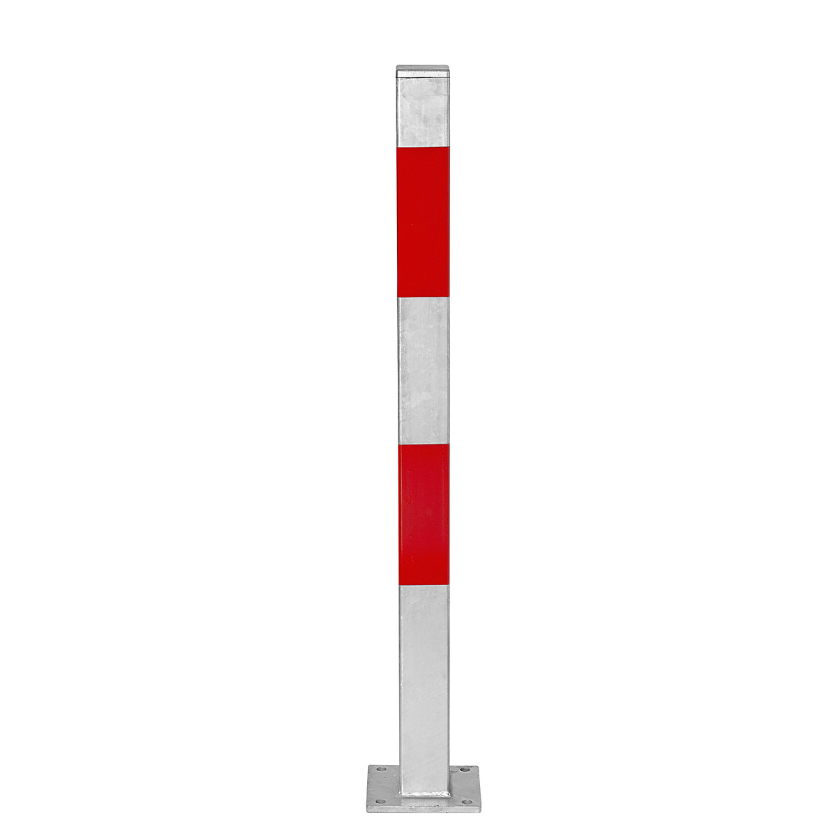 Poste de barreira, para fixar com buchas, 70 x 70 mm, galvanizado a fogo/vermelho refletor-0