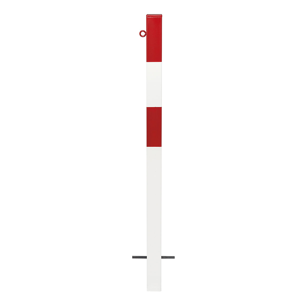 Poste de barreira, para encastrar em betão, 70 x 70 mm, revestido a plástico em vermelho/branco, 1 olhal-0