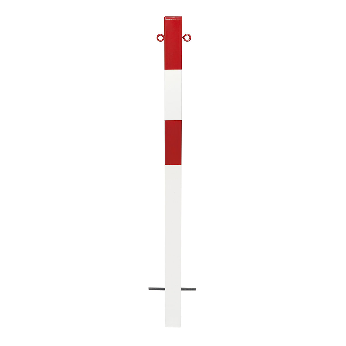 Poste de barreira, para encastrar em betão, 70 x 70 mm, revestido a plástico em vermelho/branco, 2 olhais-0