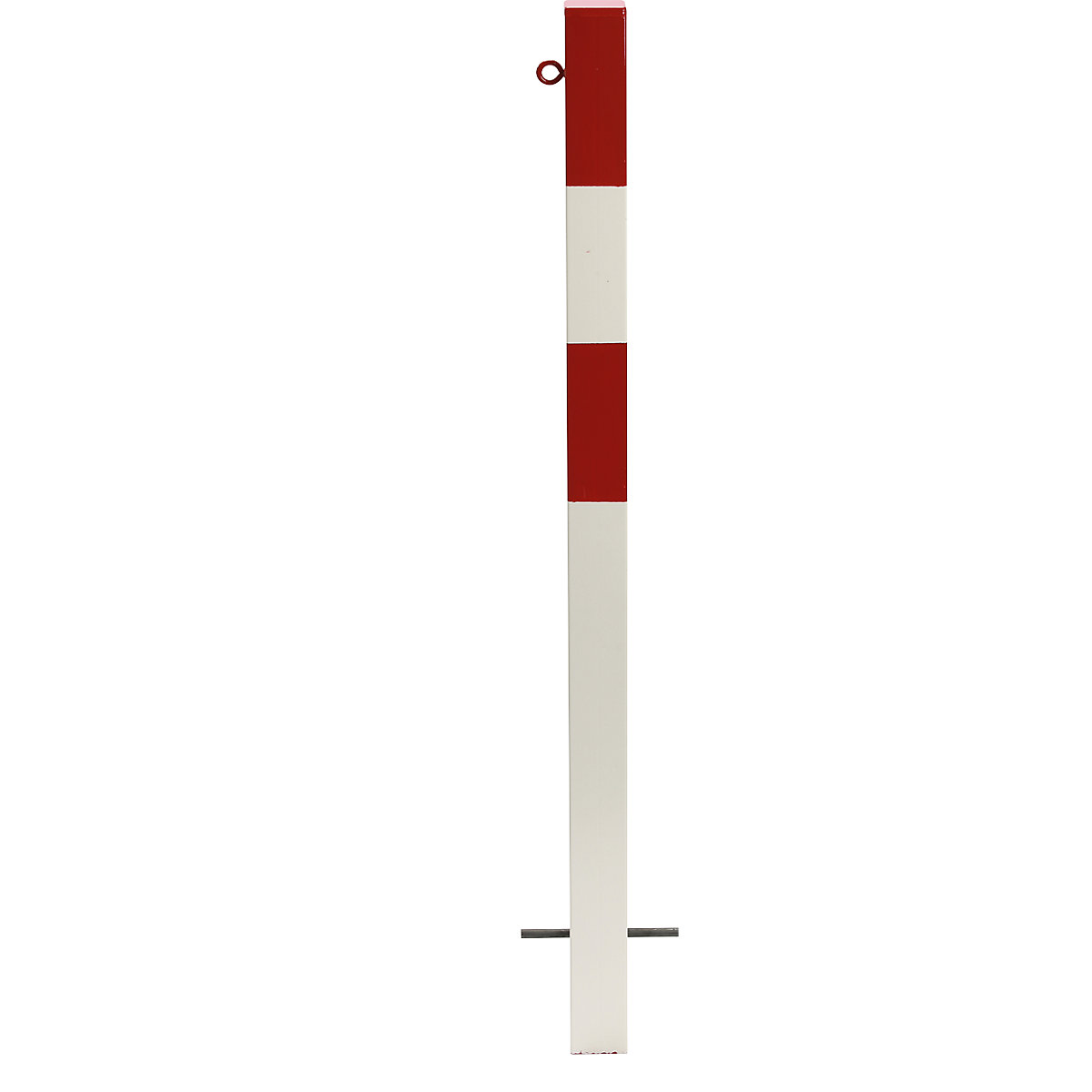 Poste de barreira, para encastrar em betão, 70 x 70 mm, pintado a vermelho/branco, 1 olhal-0