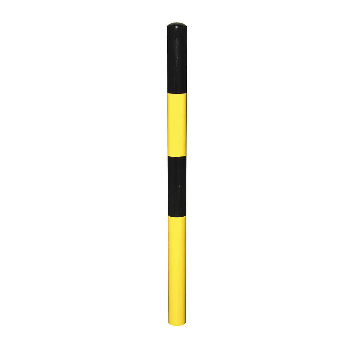Poste de barreira, para encastrar em betão, Ø 60 mm, pintado a preto/amarelo, 2 olhais-0
