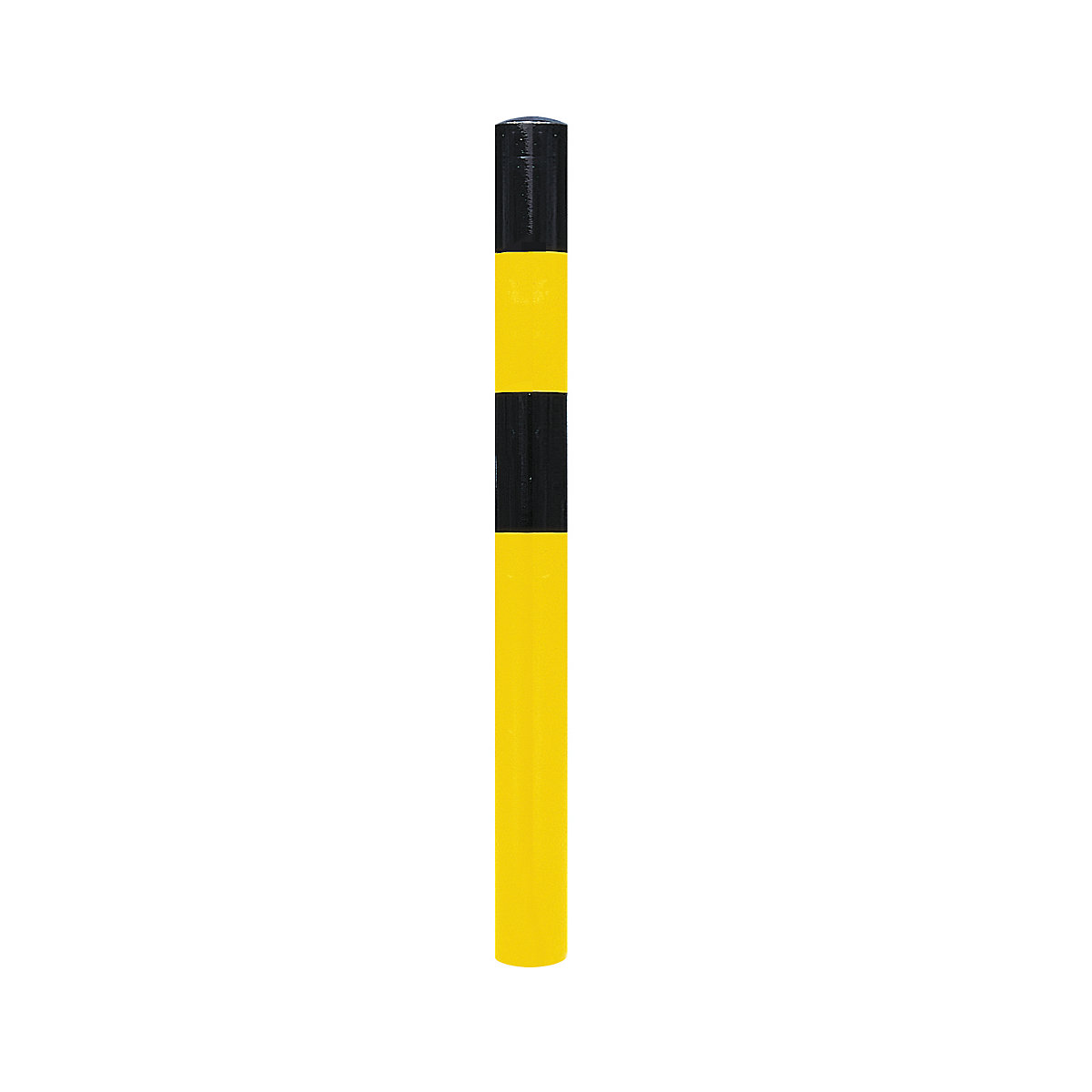 Poste de barreira, para encastrar em betão, Ø 90 mm, pintado a preto/amarelo, 2 olhais-0