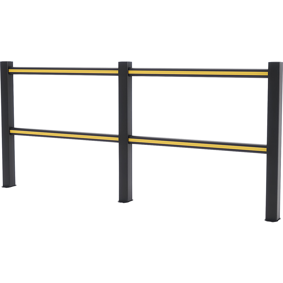 Balaustrada de proteção Flex Impact® HD Light – Boplan, postes pretos – riscas pretas/amarelas, largura 2500 mm-0