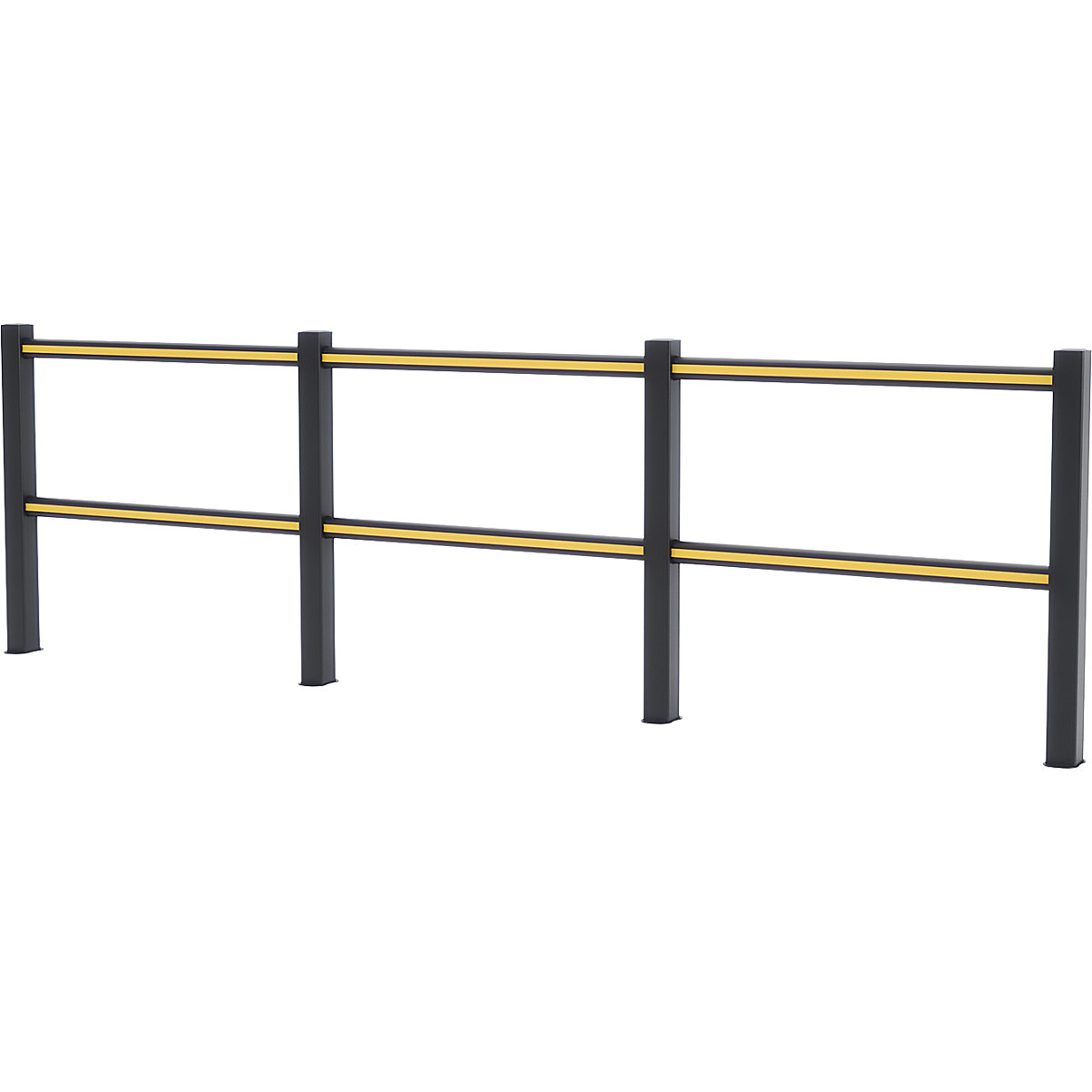 Balaustrada de proteção Flex Impact® HD Light – Boplan, postes pretos – riscas pretas/amarelas, largura 3750 mm-0