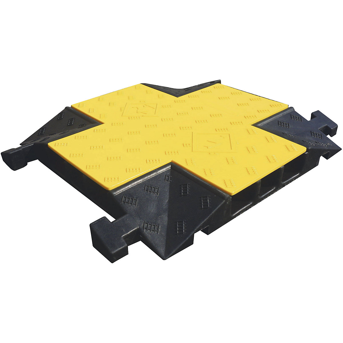 Canaleta para cables, altura 75 mm, módulo de cruce, negro y amarillo-0
