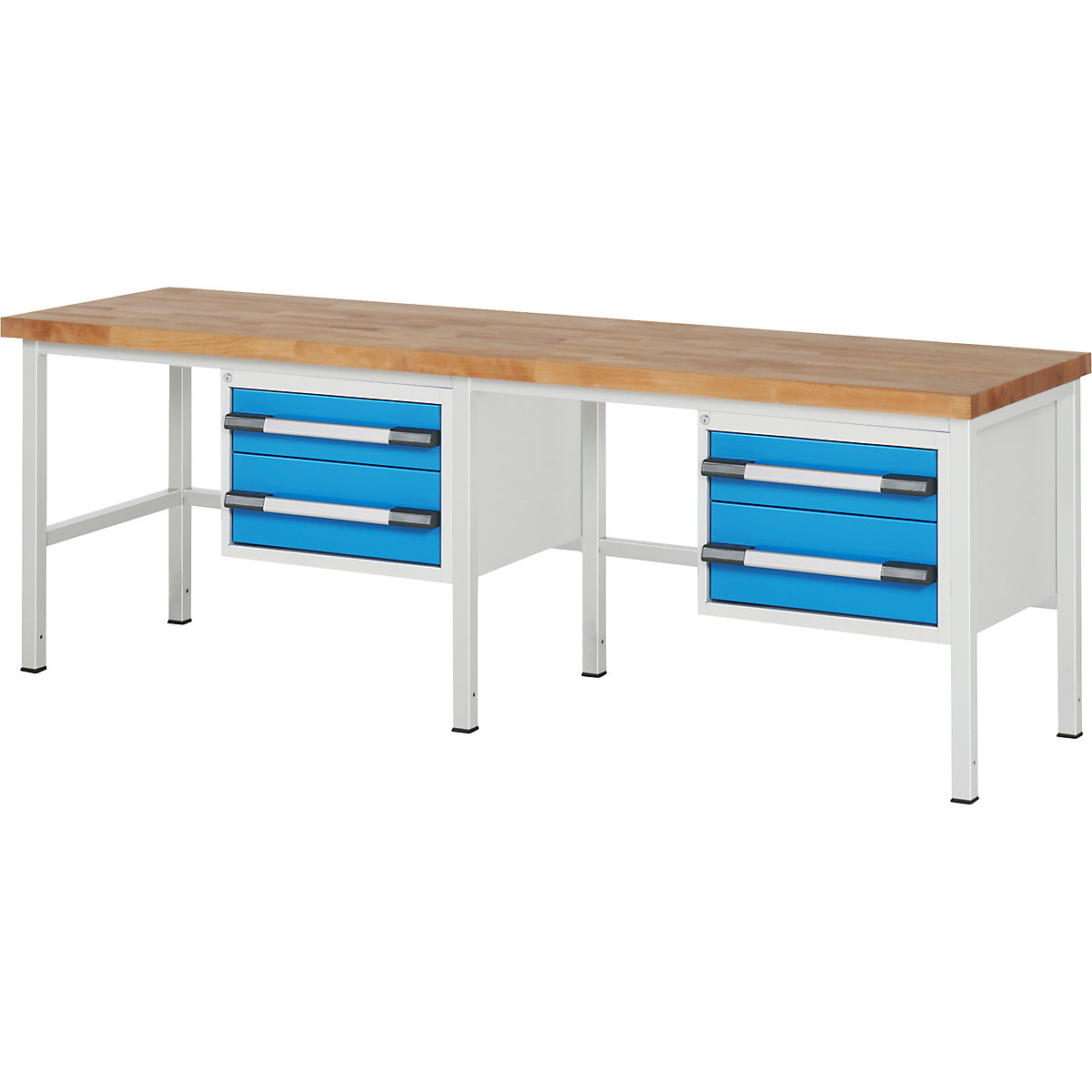 Delovna miza z ogrodjem serije 8000 – eurokraft pro, 4 predali: 2 x 150, 2 x 210 mm, ŠxG 2500 x 700 mm-0