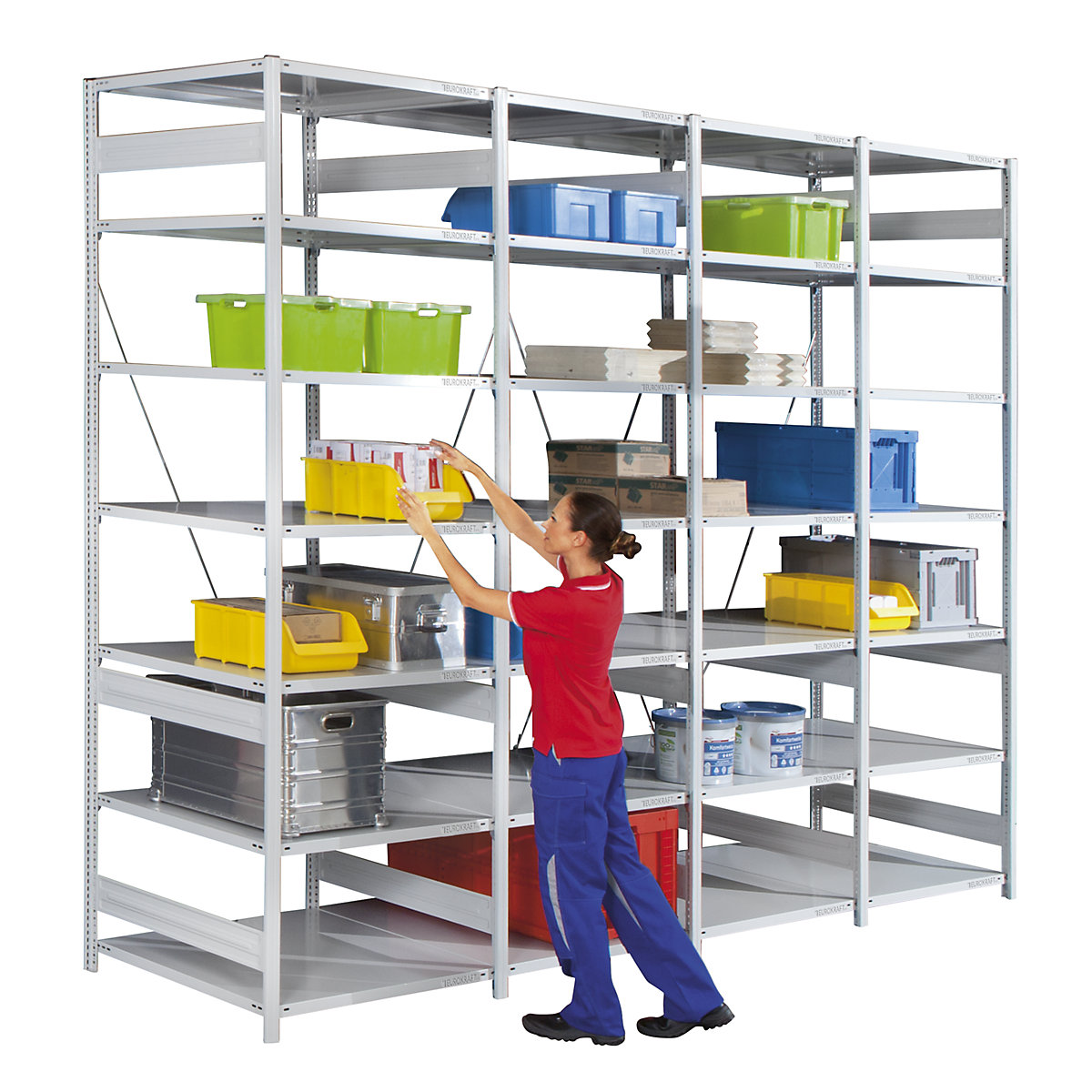 Raft cu polițe pentru depozit, zincat, construcție medie – eurokraft pro (Imagine produs 123)-122