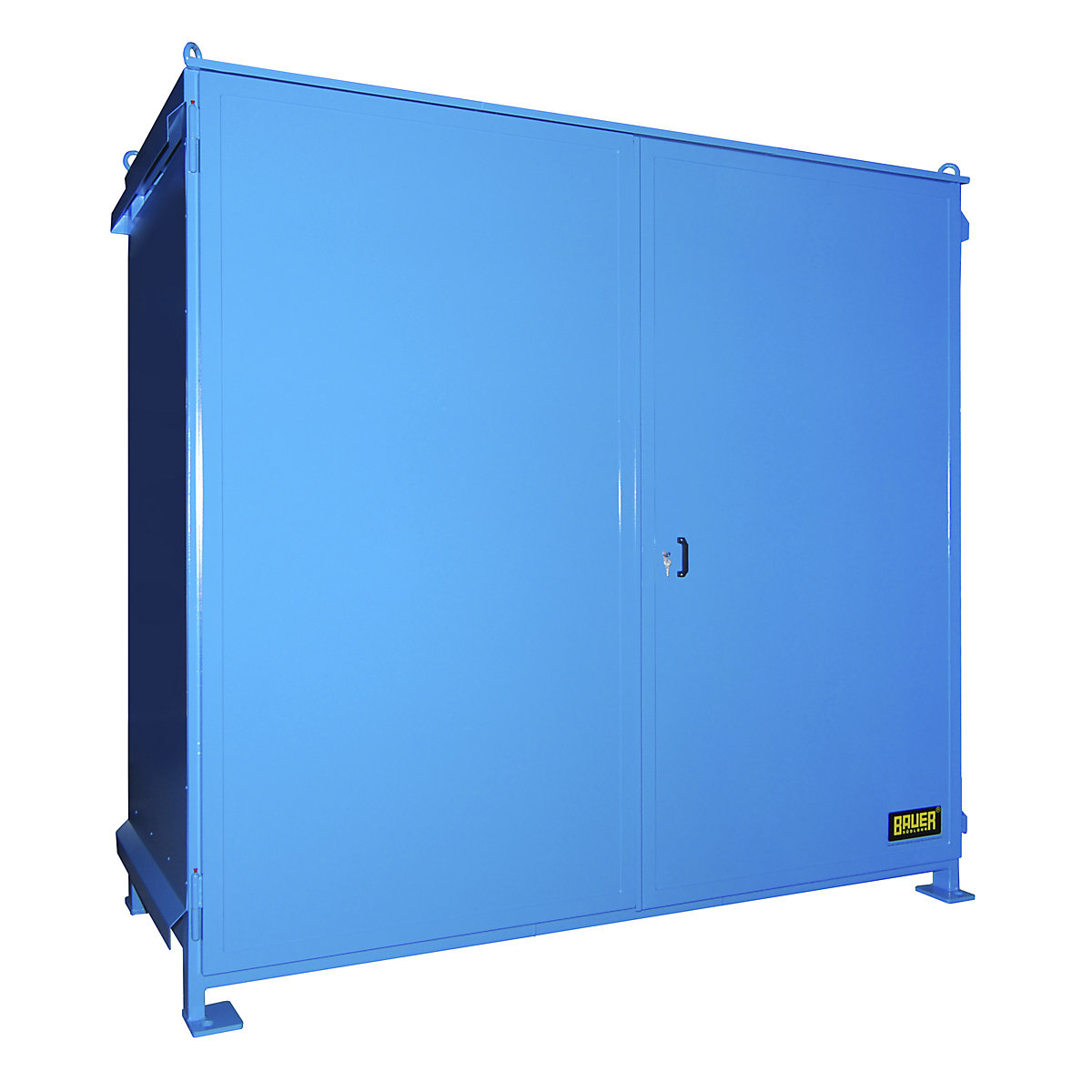 Container cu rafturi pentru substanțe periculoase – eurokraft pro, capacitate 16 butoaie x 200 l, albastru-0