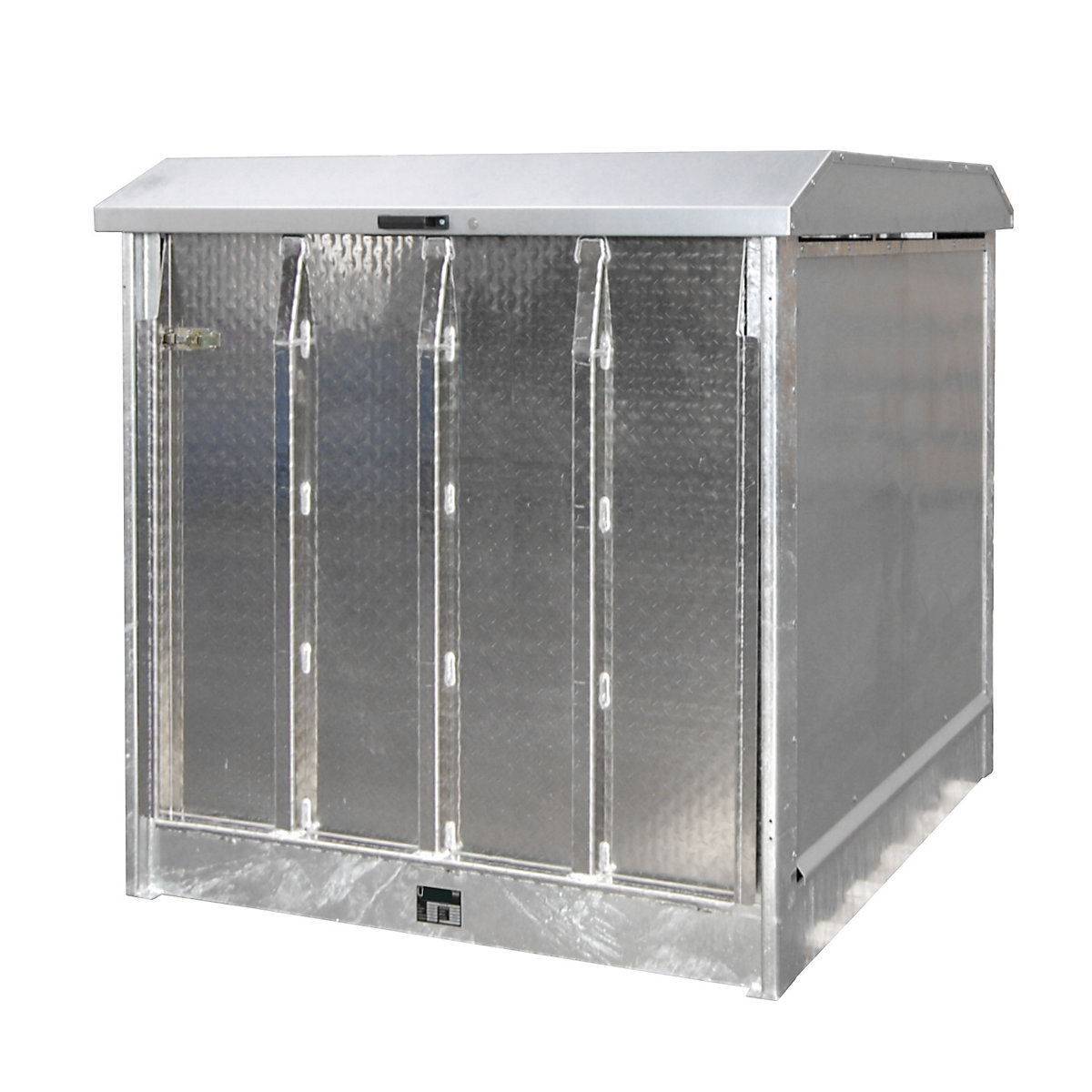 Depozit de substanțe periculoase – eurokraft pro, cu ușă din aluminiu ca rampă de urcare, pentru 4 butoaie x 200 l, zincat-0