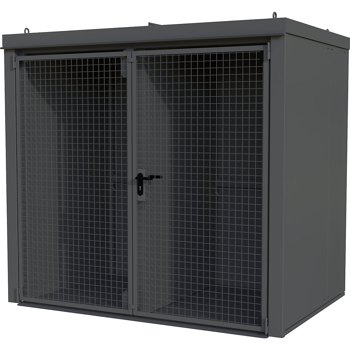 Container cu perete despărțitor pentru butelii de gaz, ignifug – eurokraft pro, pentru 45 butelii cu Ø 230 mm, gri-0