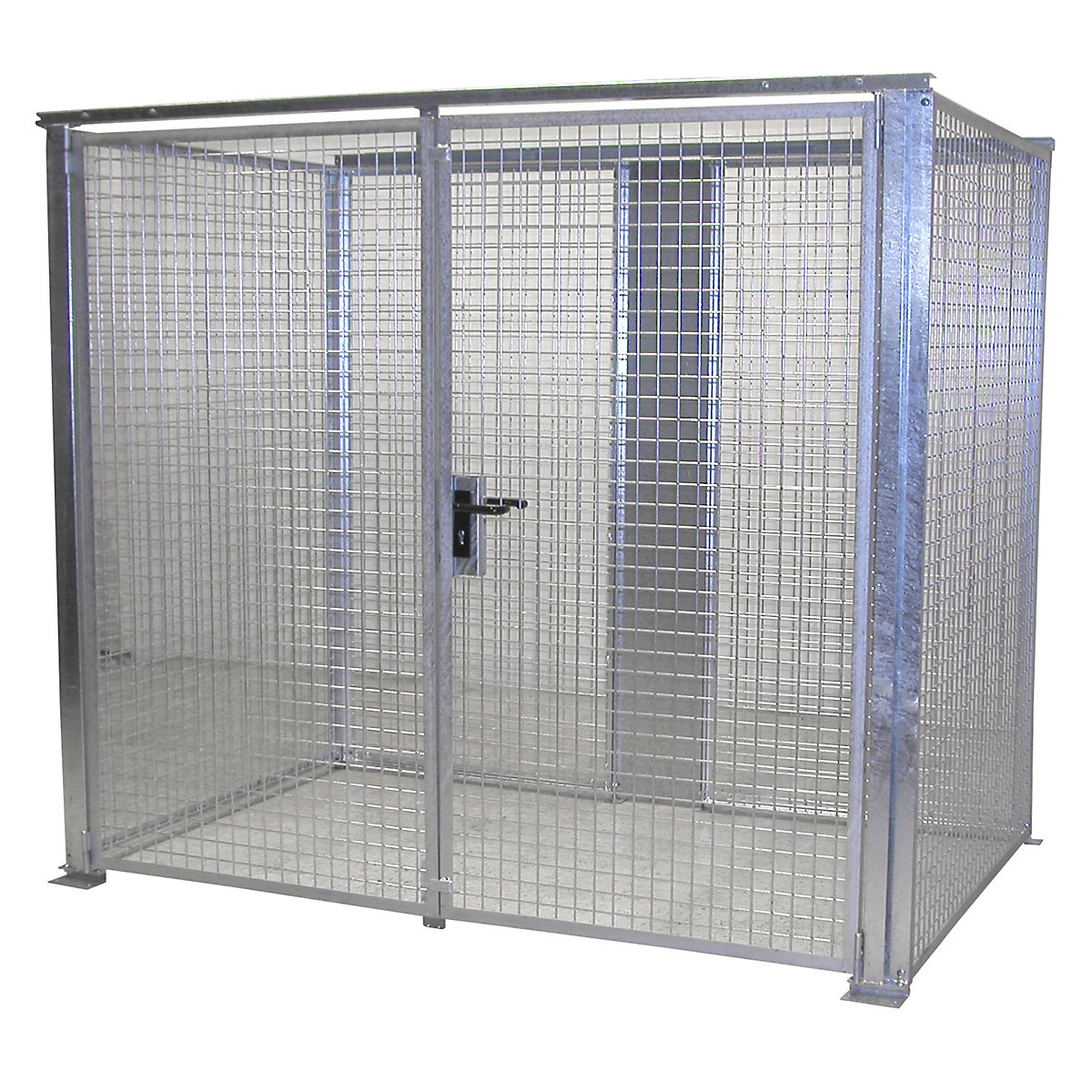 Container din grilaj pentru butelii de gaz – eurokraft pro, fără acoperiș, cu ușă dublă cu canaturi, lăț. x ad. 2400 x 1500 mm-0