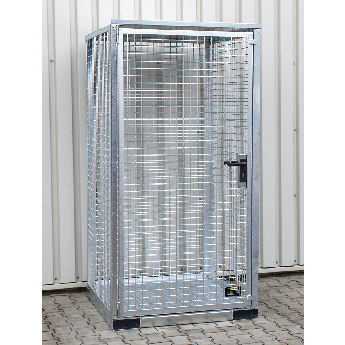 Container montat din grilaj pentru butelii de gaz – eurokraft pro, 16 butelii cu Ø 220 mm, versiune podea din tablă striată-0