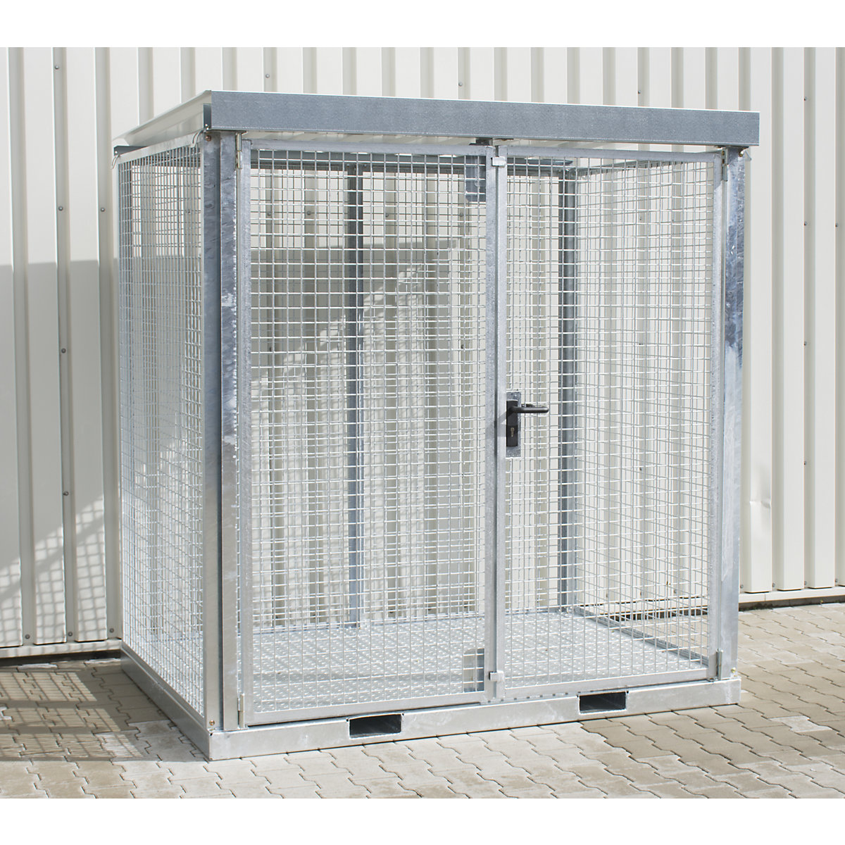 Container montat din grilaj pentru butelii de gaz – eurokraft pro, 45 butelii cu Ø 220 mm, versiune podea din tablă striată-0