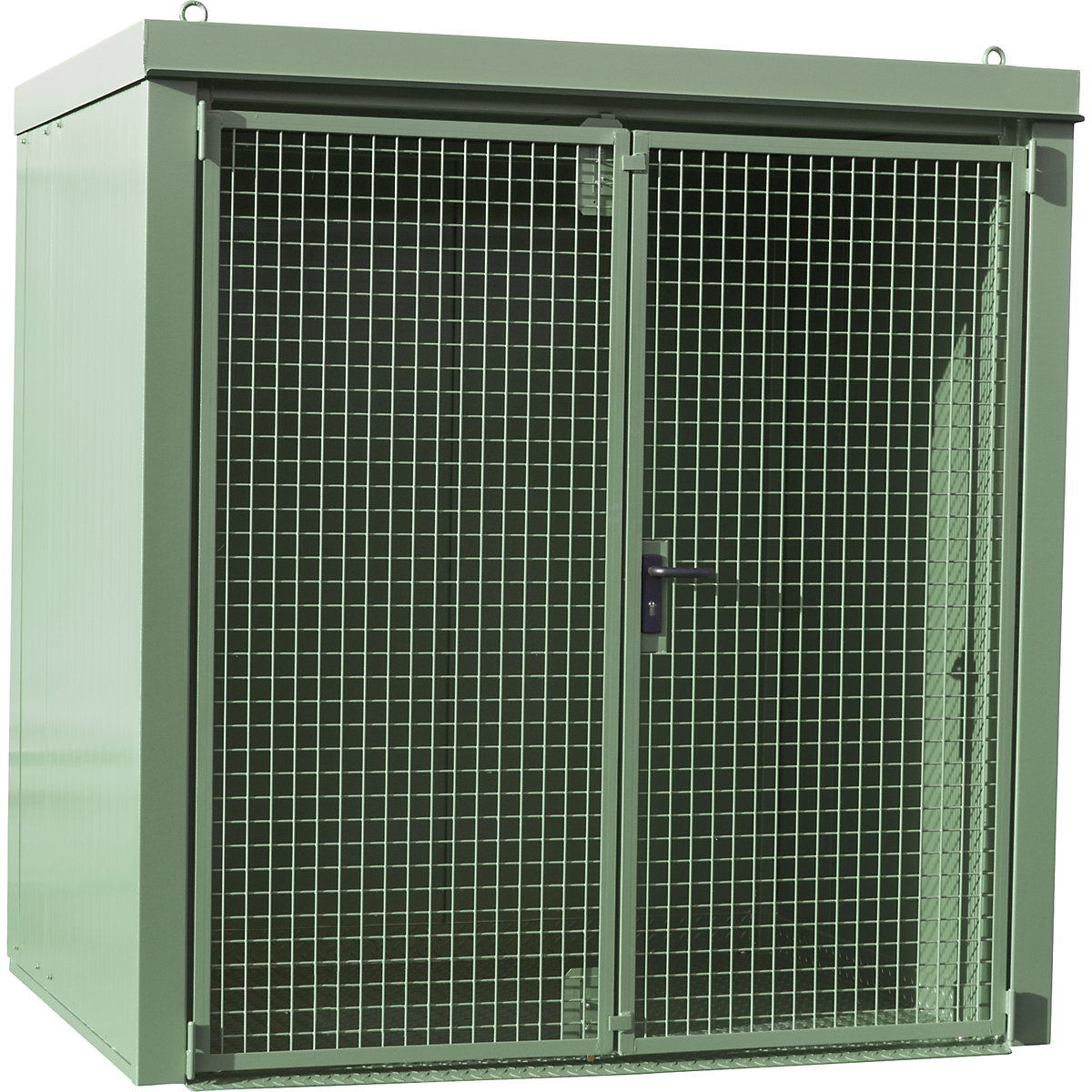 Container pentru butelii de gaz, ignifug – eurokraft pro, pentru 35 butelii cu Ø 230 mm, verde-0