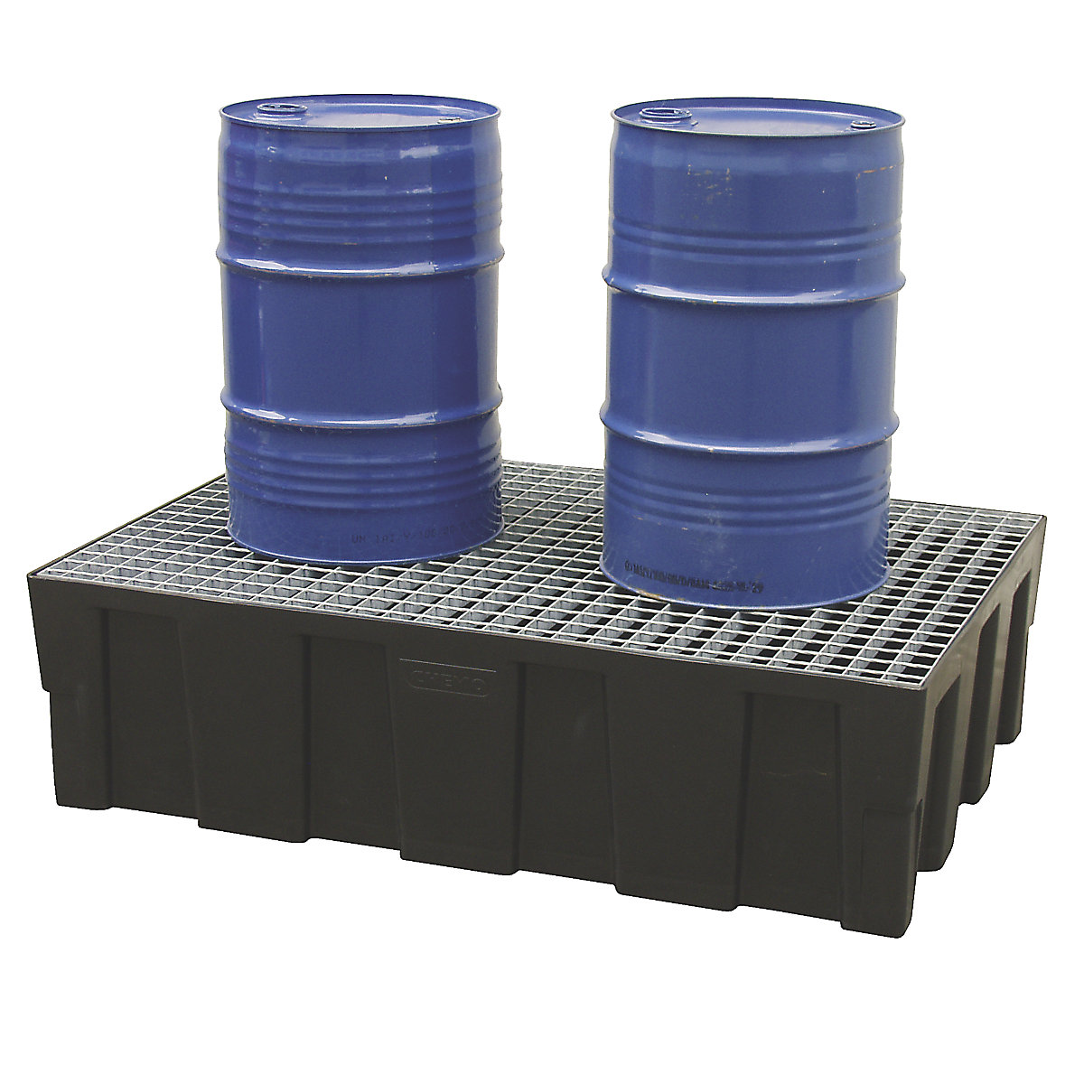 Vană de captare din PE pentru butoaie de 200 l – CEMO, vană de podea/palet, capacitate de captare 224 l, cu grilaj zincat din oțel-0