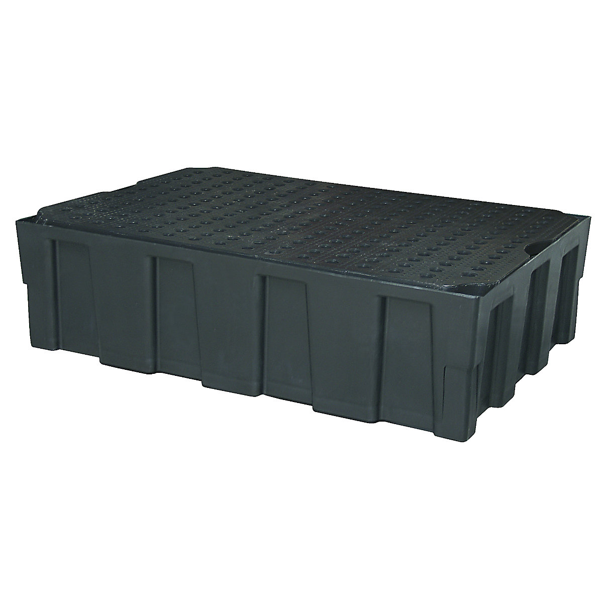 Vană de captare din PE pentru butoaie de 200 l – CEMO, vană de podea/palet, capacitate de captare 224 l, cu grătar din PE-0