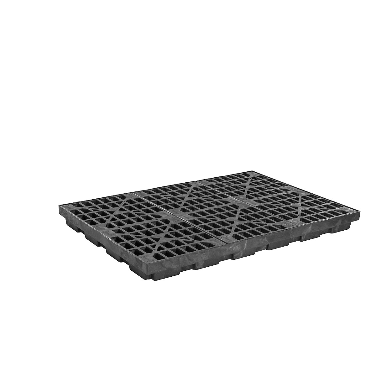 Vană de captare din PE regenerată – Justrite, vană plată, pentru 6 butoaie x 200 l, capacitate de captare 276 l-0