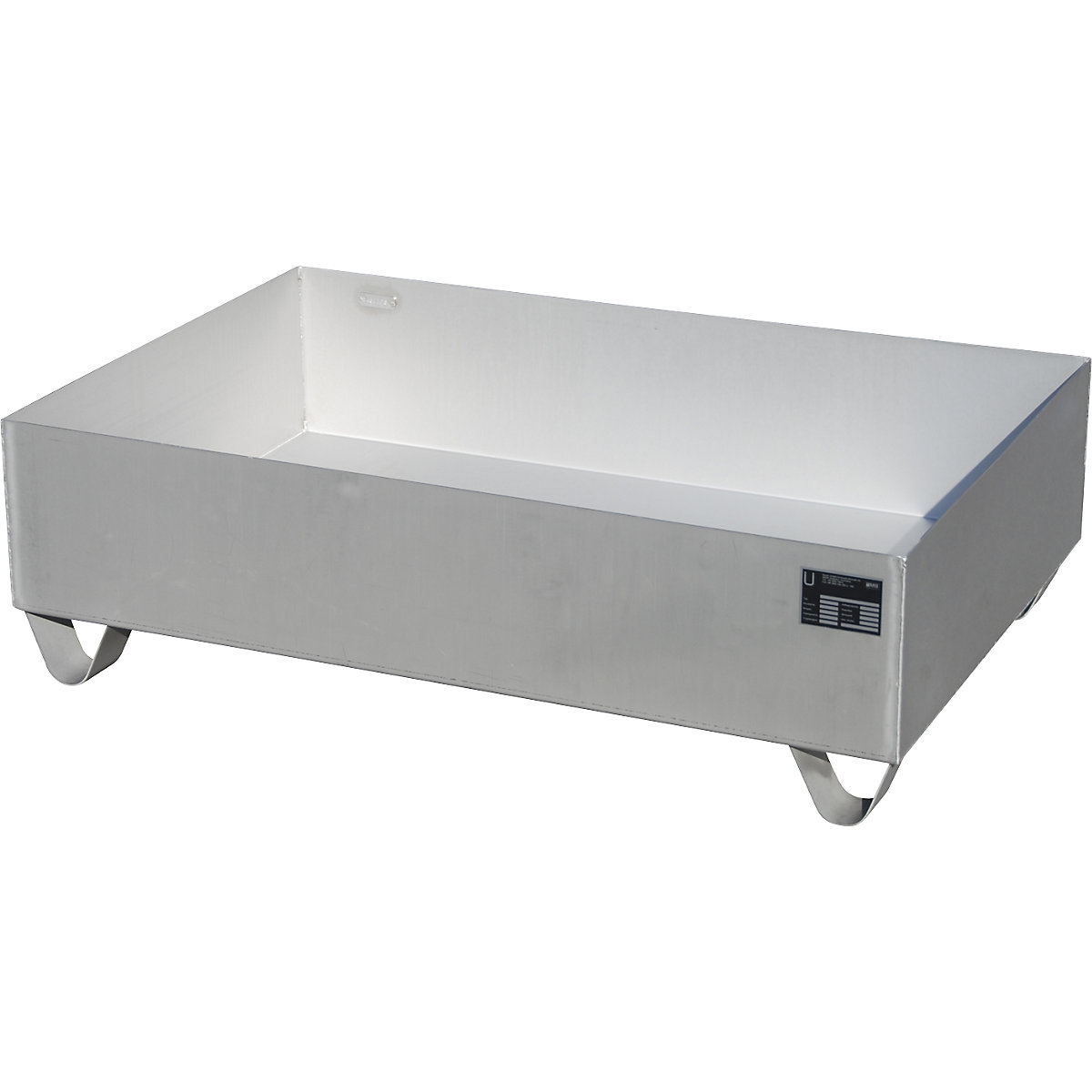 Vană de captare din inox – eurokraft pro, pentru butoaie de 200 l, 2 butoaie, lung. x lăț. x î. 1200 x 800 x 360 mm-0