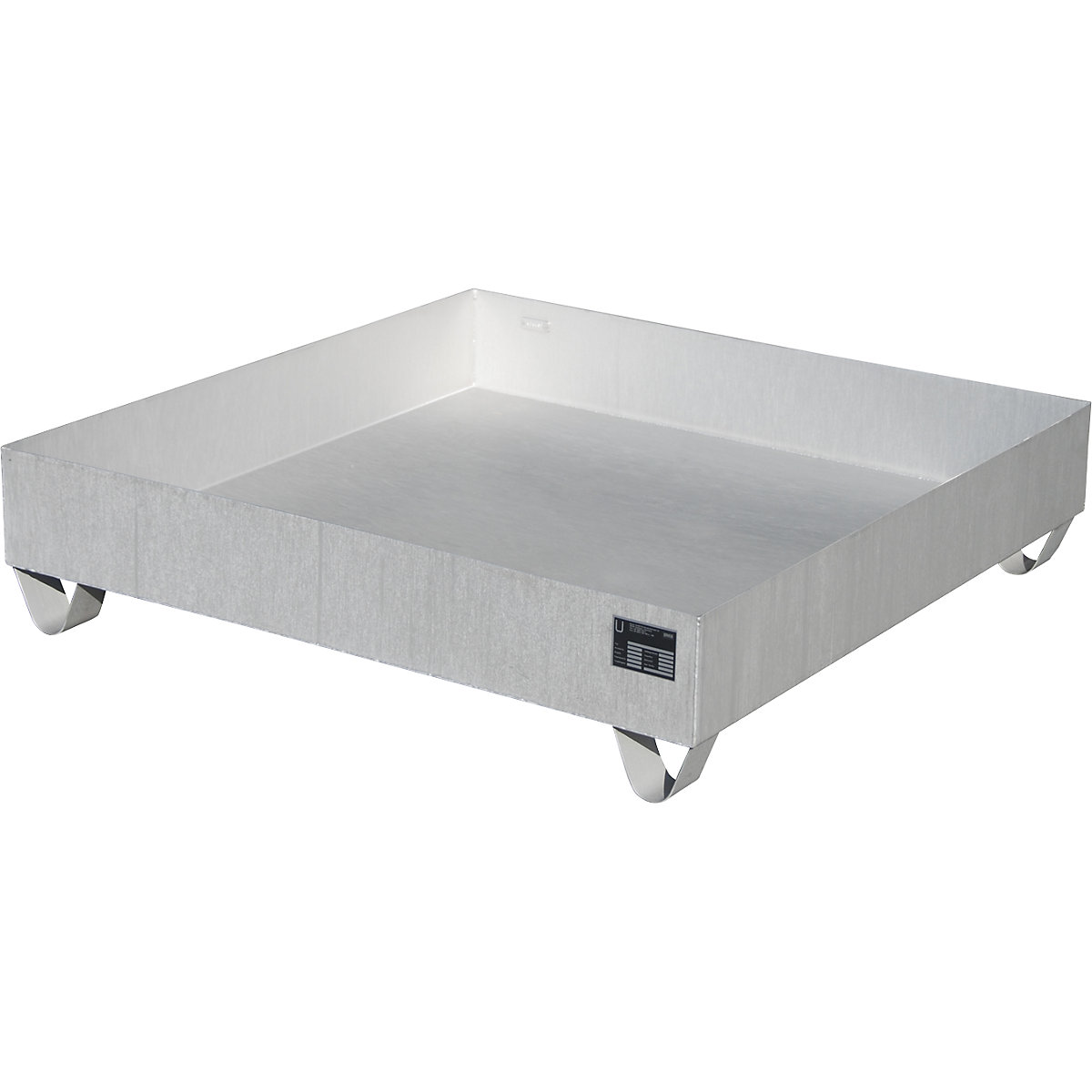 Vană de captare din inox – eurokraft pro, pentru butoaie de 200 l, 4 butoaie, lung. x lăț. x î. 1200 x 1200 x 285 mm-0