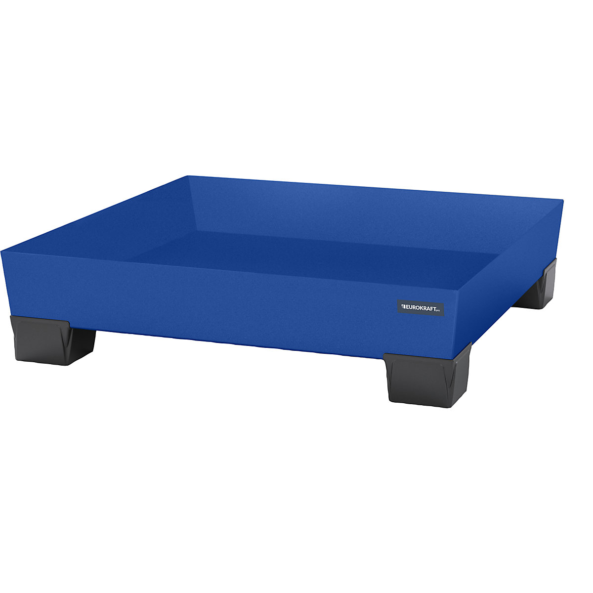 Vană de captare din oțel cu picioare din plastic – eurokraft pro, lung. x lăț. x î. 1240 x 1210 x 295 mm, albastru, fără grătar-0