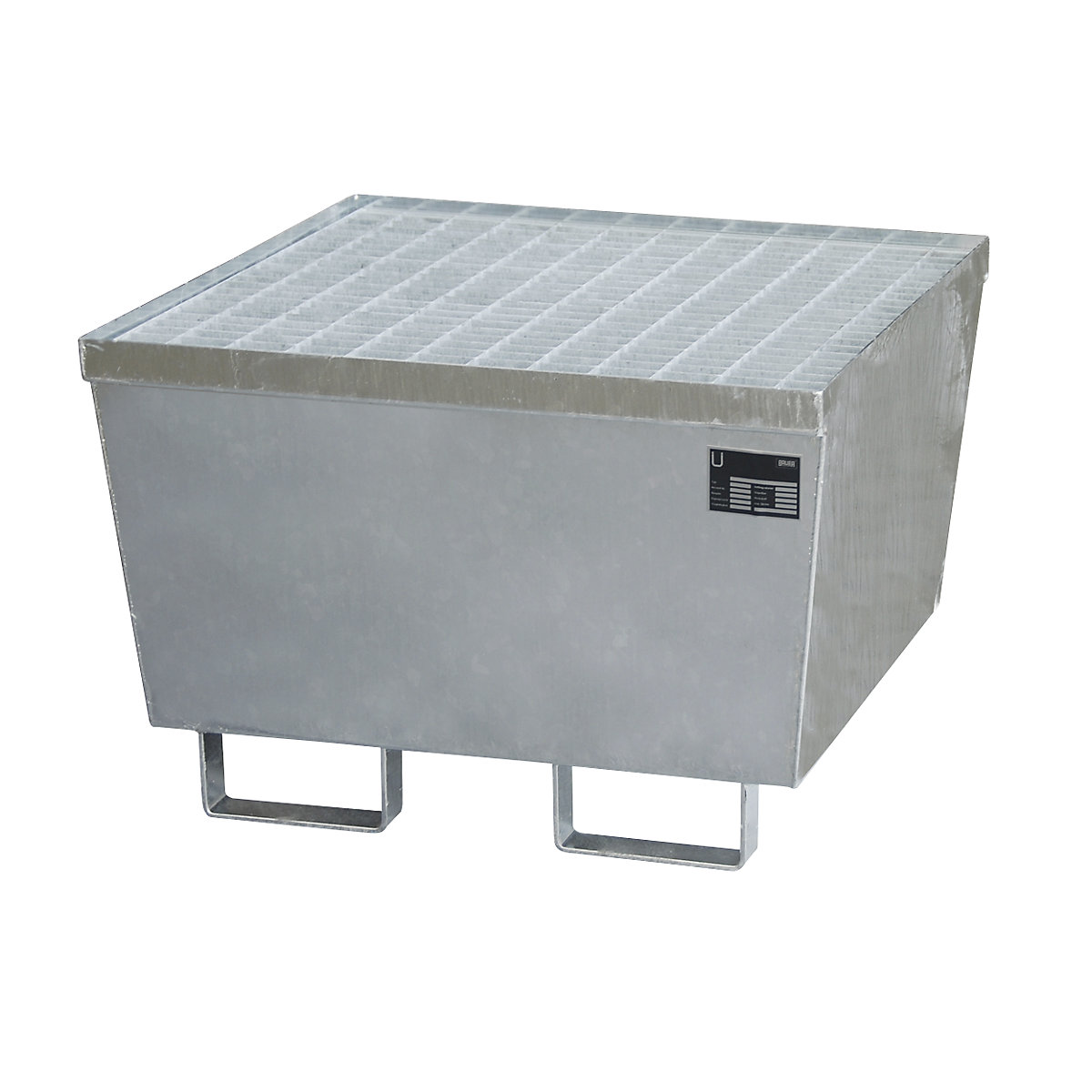 Vană de captare din oțel cu profiluri pentru margini – eurokraft pro, pentru 1 butoi x 200 l, zincată la cald-0