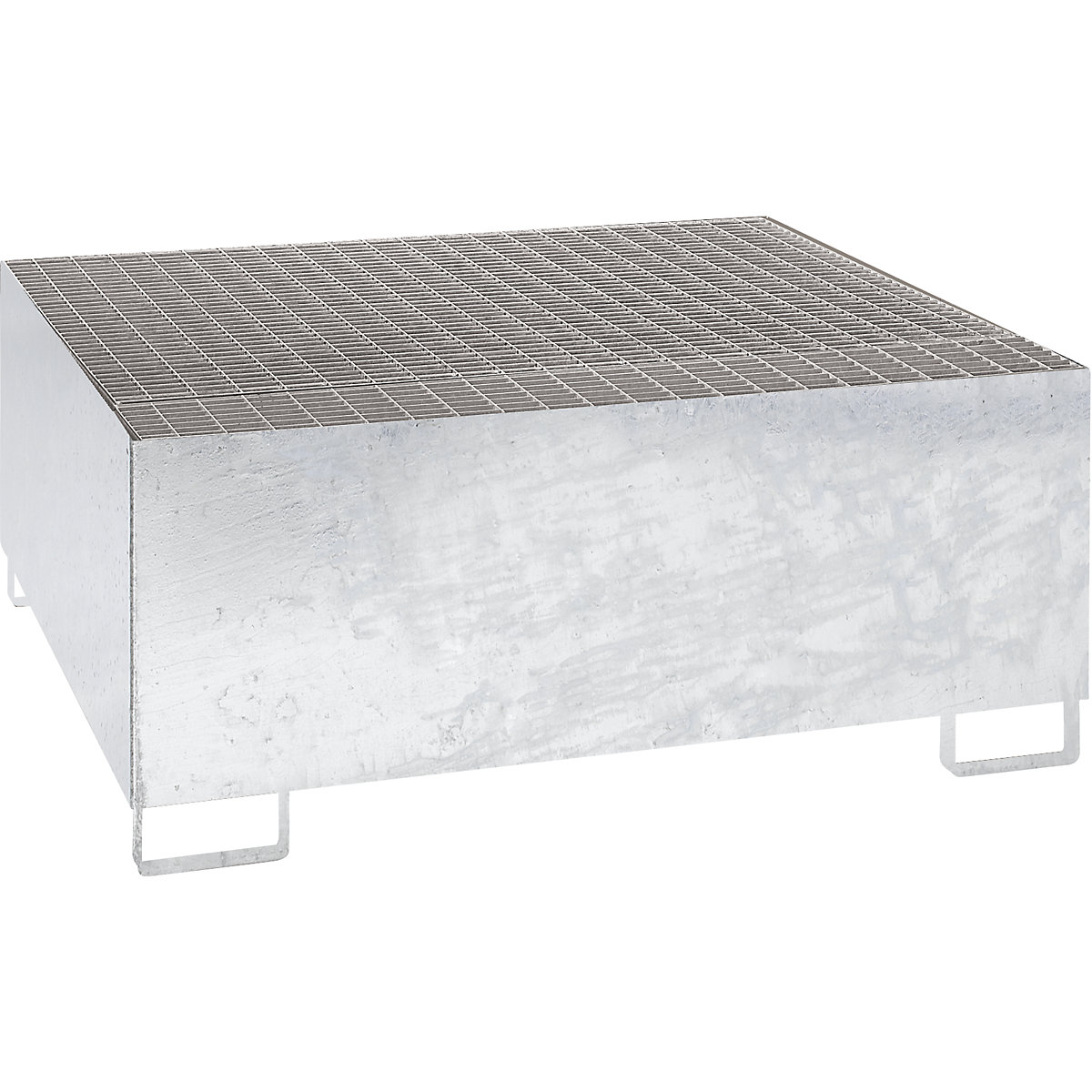 Vană de captare din oțel pentru container tip cisternă IBC / KTC – eurokraft pro, lung. x lăț. x î. 1460 x 1460 x 630 mm, capacitate de captare 1000 l, zincată la cald-0