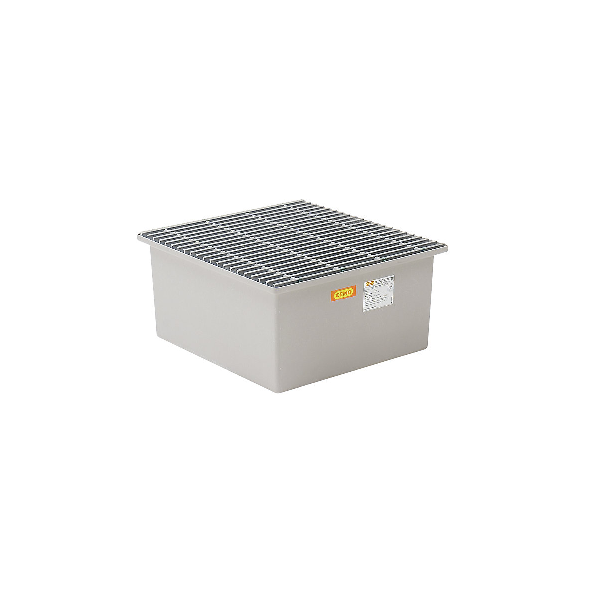 Vană de captare pentru podea, din plastic armat cu fibră de sticlă – CEMO, 1 butoi x 200 l, cu autorizare, cu grătar din plastic armat cu fibră de sticlă-0