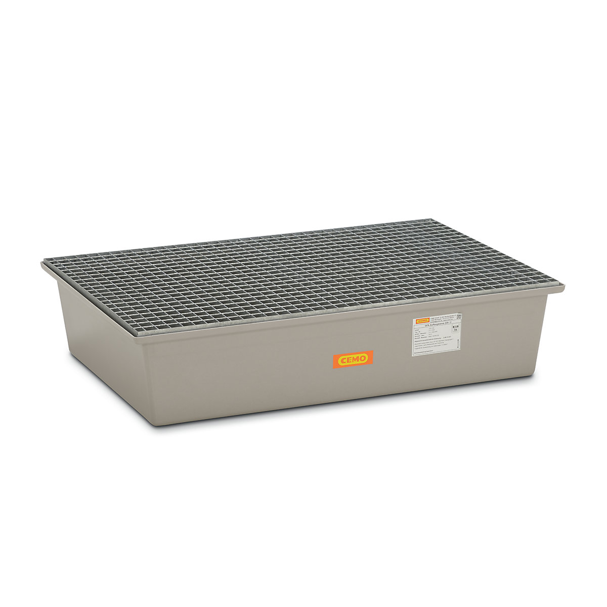 Vană de captare pentru podea, din plastic armat cu fibră de sticlă – CEMO, 2 butoaie x 200 l, cu autorizare, cu grătar din oțel-0