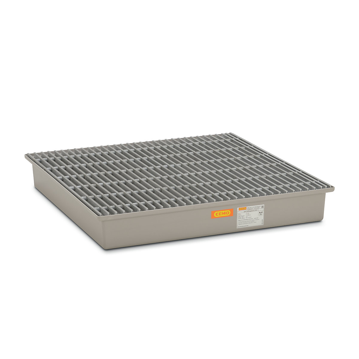 Vană de captare pentru podea, din plastic armat cu fibră de sticlă – CEMO, 4 butoaie x 200 l, cu autorizare, cu grătar din plastic armat cu fibră de sticlă-0
