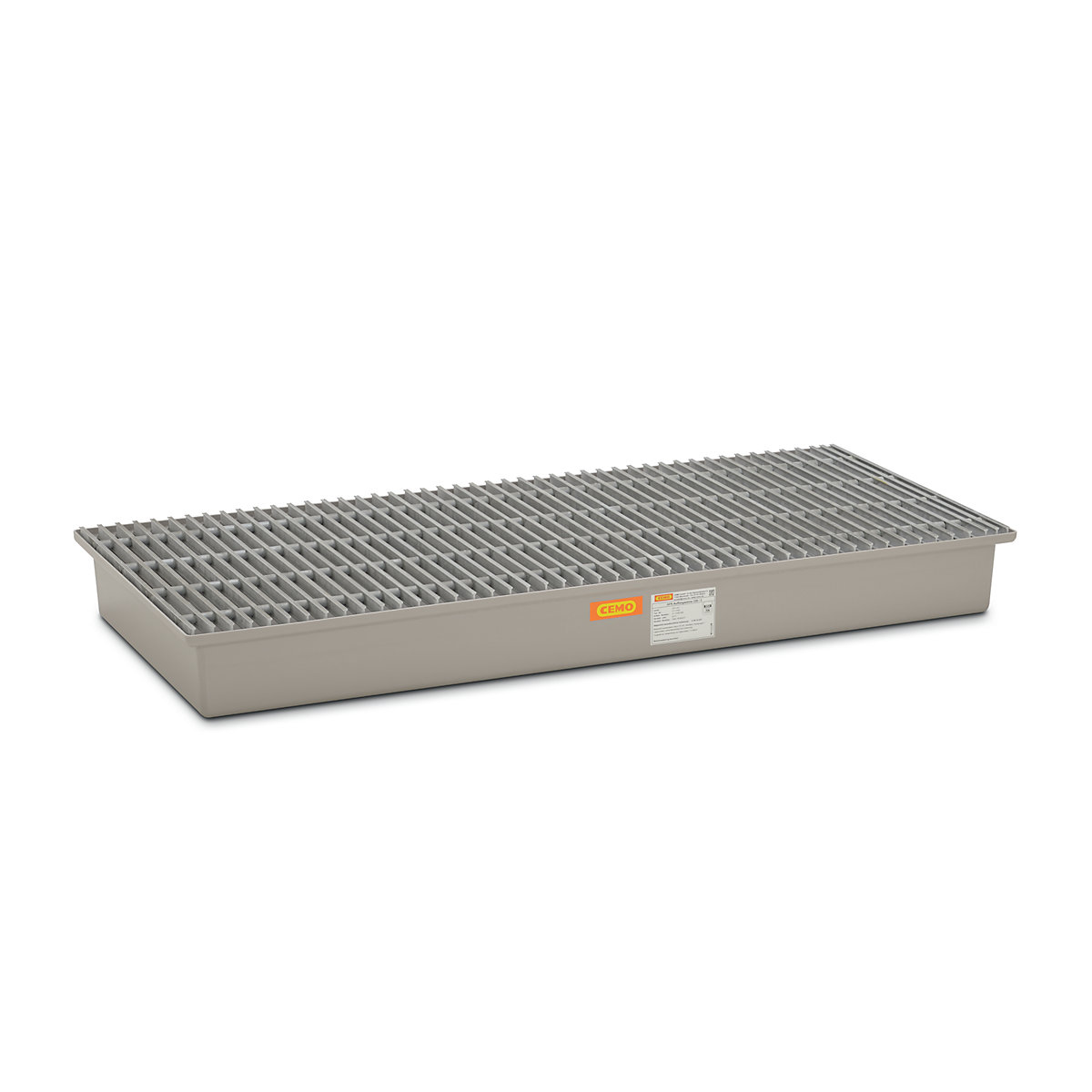 Vană de captare pentru podea, din plastic armat cu fibră de sticlă – CEMO, 3 butoaie x 200 l, cu autorizare, cu grătar din plastic armat cu fibră de sticlă-0
