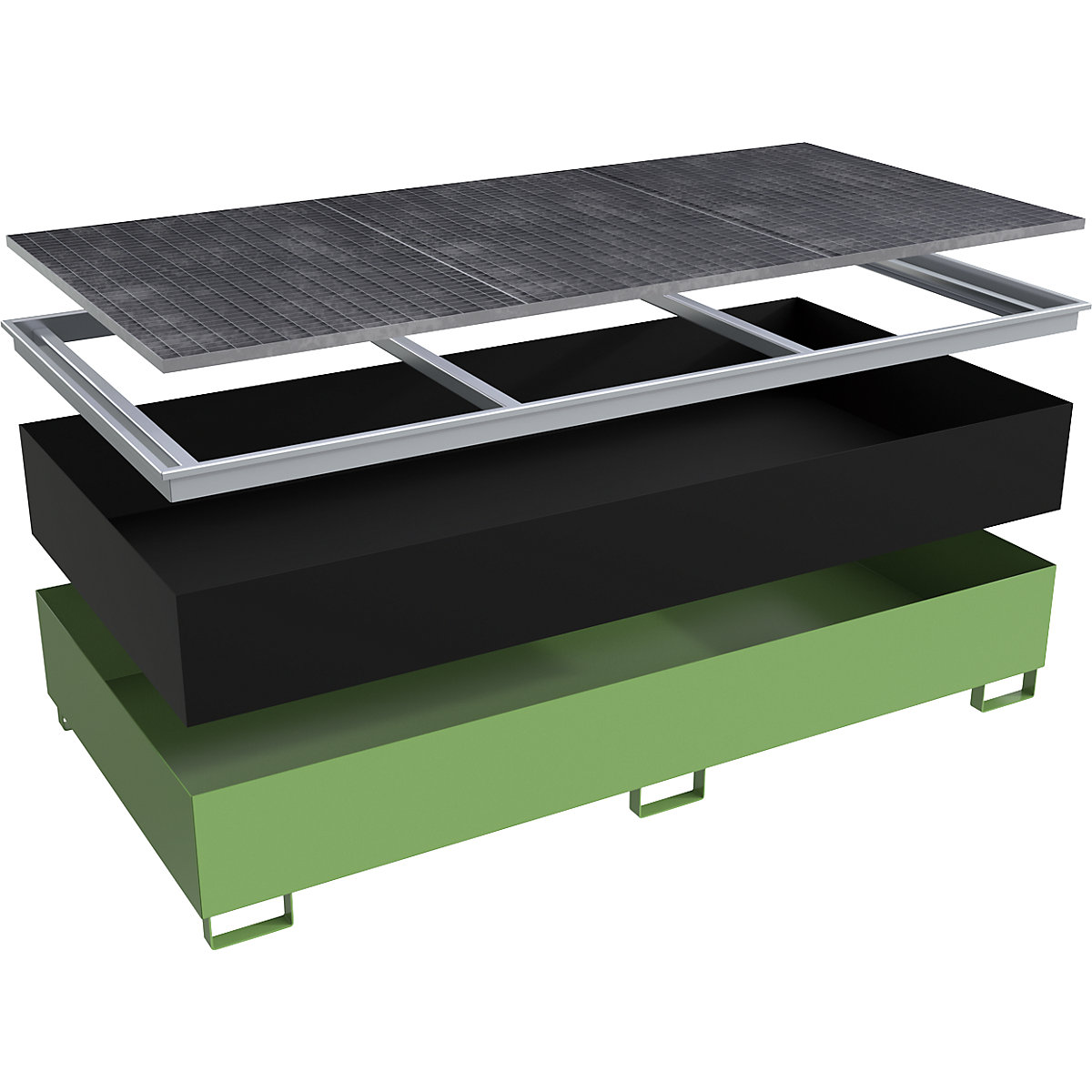 Vană de podea pentru rafturi cu inserție PE – eurokraft pro (Imagine produs 3)-2