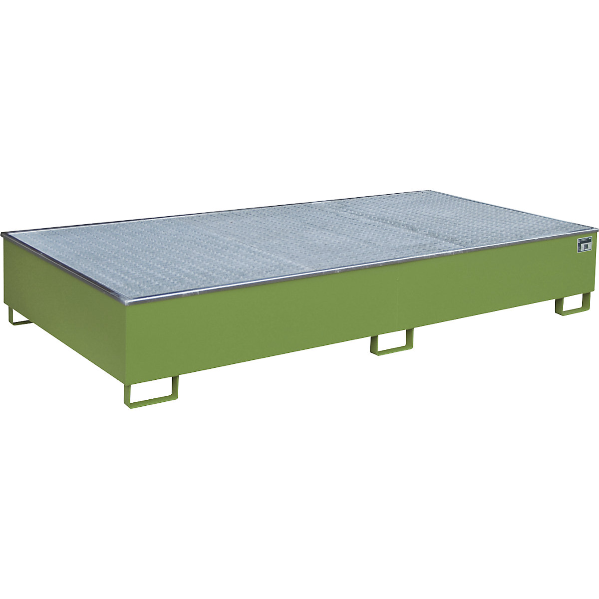 Vană de podea pentru rafturi cu inserție PE – eurokraft pro, cu grătar, 1000 l, lung. x lăț. x î. 2665 x 1315 x 440 mm, verde-0