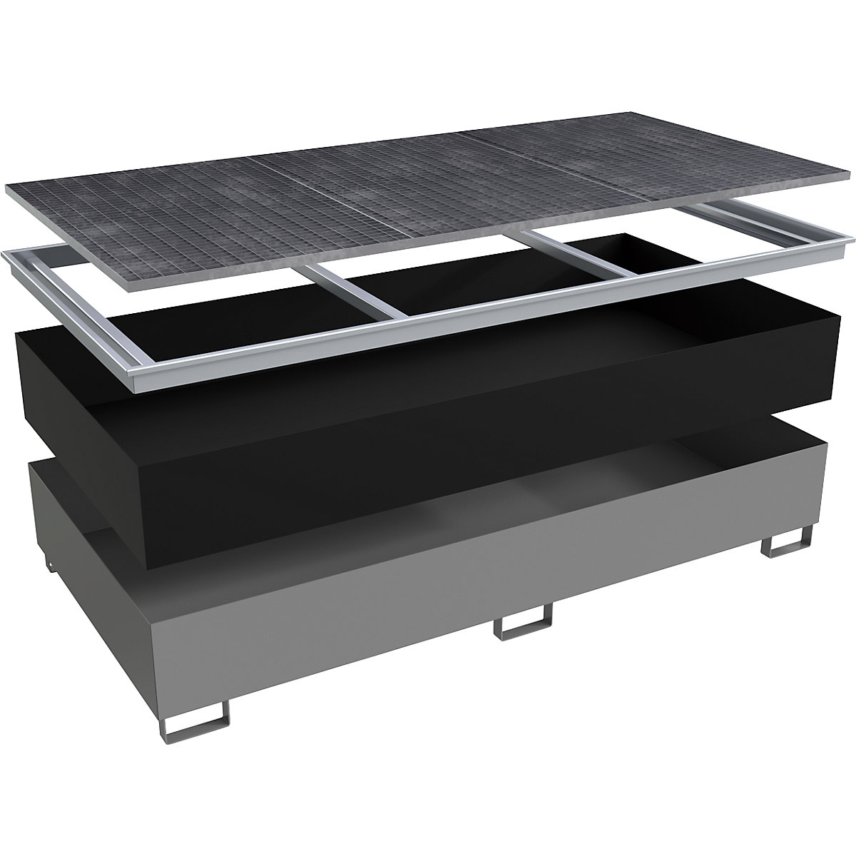 Vană de podea pentru rafturi cu inserție PE – eurokraft pro (Imagine produs 3)-2