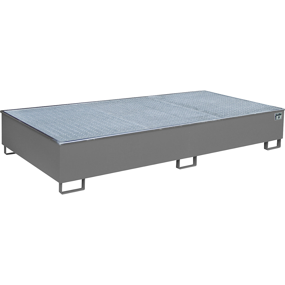 Vană de podea pentru rafturi cu inserție PE – eurokraft pro, cu grătar, 1000 l, lung. x lăț. x î. 2665 x 1315 x 440 mm, gri-0