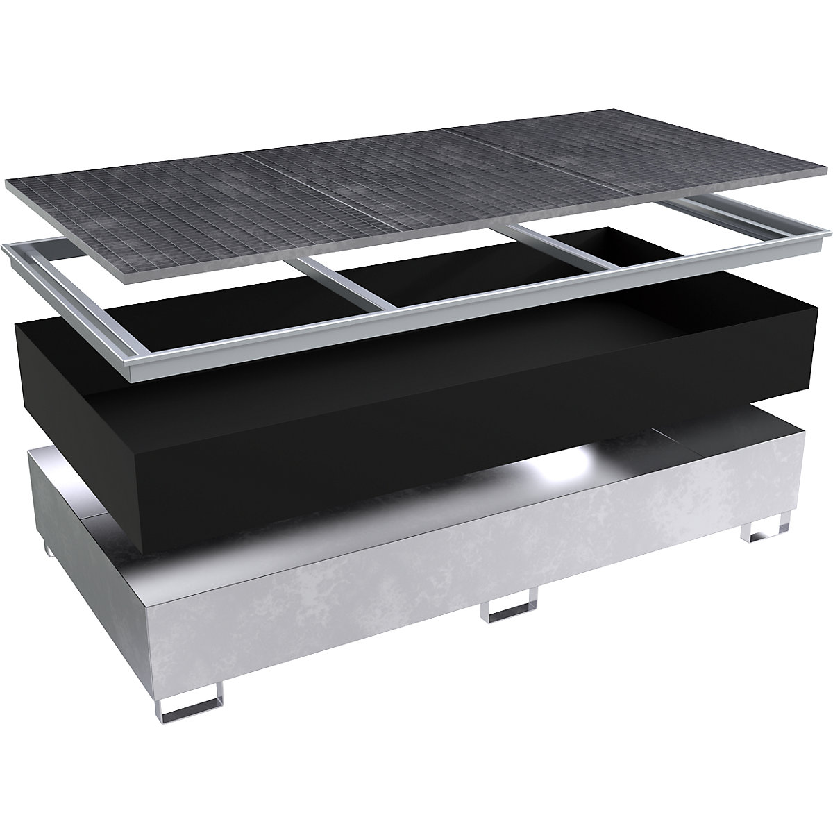 Vană de podea pentru rafturi cu inserție PE – eurokraft pro (Imagine produs 3)-2