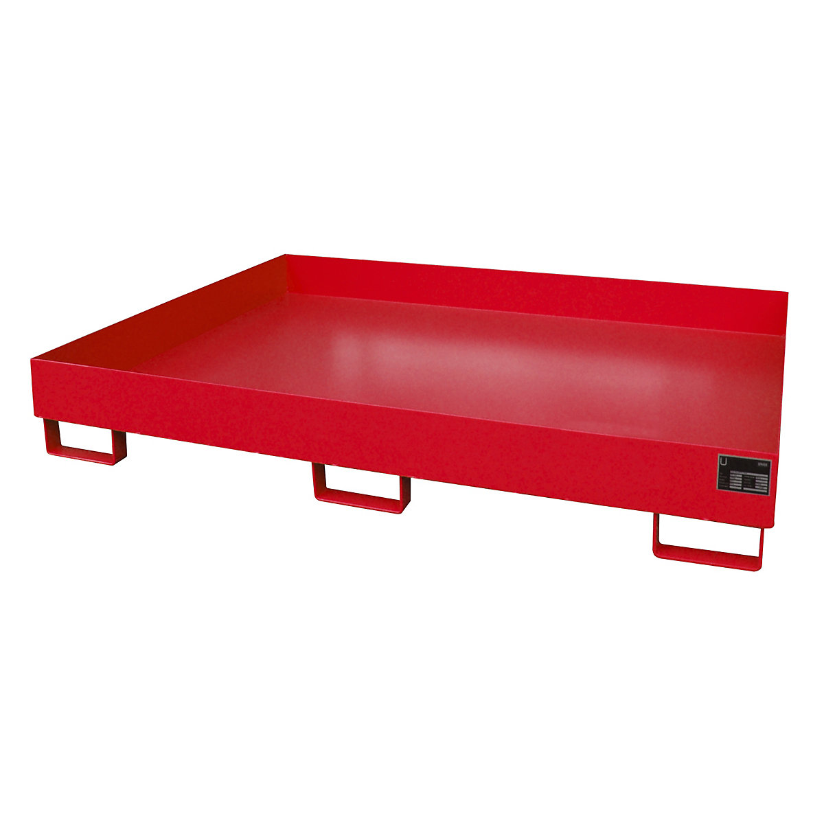 Vană de podea pentru rafturi – eurokraft pro, 257 l capacitate de captare, lung. x lăț. x î. 1750 x 1300 x 250 mm, fără grătar, lăcuită roșu-0
