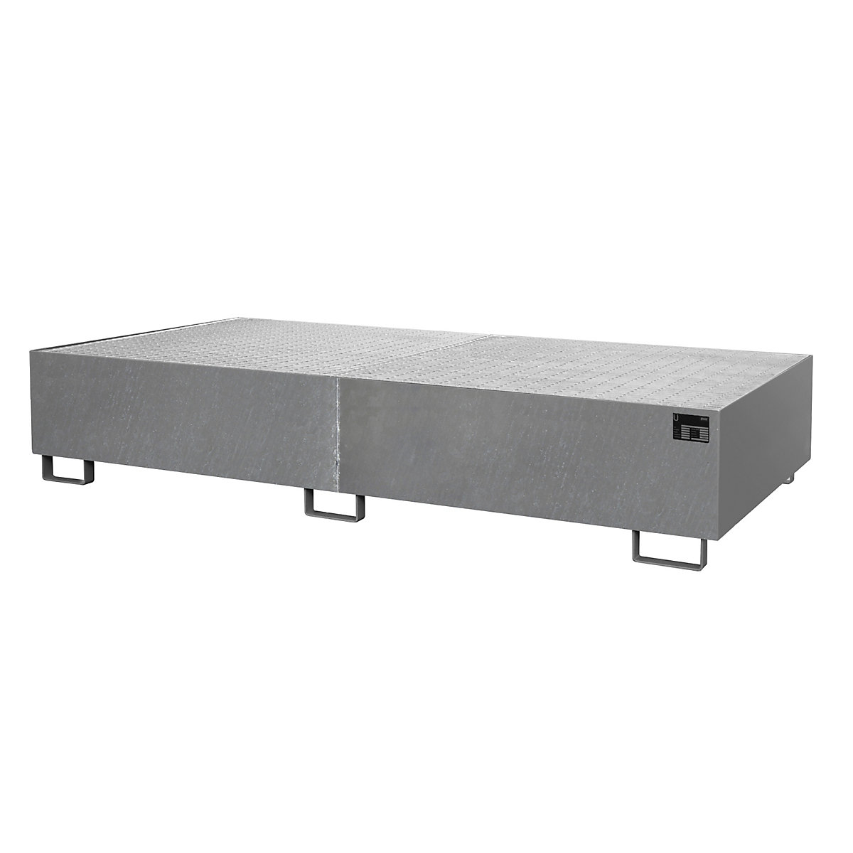 Vană de podea pentru rafturi – eurokraft pro, 1000 l capacitate de captare, lung. x lăț. x î. 2650 x 1300 x 435 mm, cu grătar, zincat la cald-0