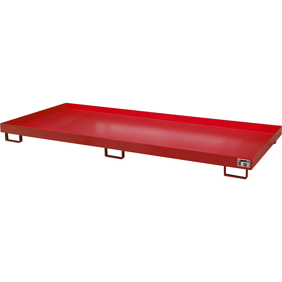Vană de podea pentru rafturi – eurokraft pro, 240 l capacitate de captare, lung. x lăț. x î. 3250 x 1300 x 195 mm, fără grătar, roșu aprins-0