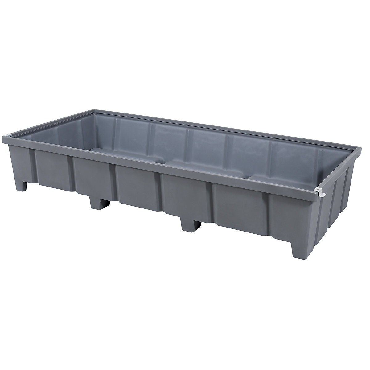 Vană de podea pentru rafturi, din polietilenă, capacitate de captare 1000 l, pentru lățimea compartimentului 2700 mm-0